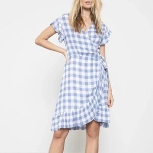 Rails Brigitte Linen Checker wrap dress